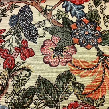 Gobelin misto cotone disegno floreale moderno su base chiara
