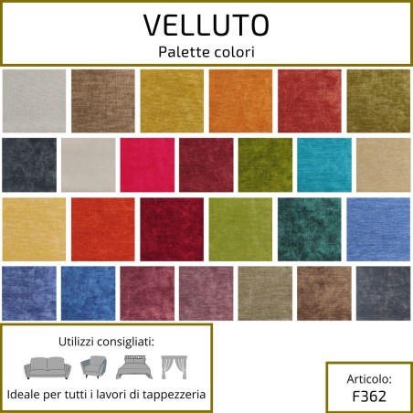 VELLUTO art. 362 Tessuto 52% Acrilico 41% Poliestere 7% Viscosa 26 colori.