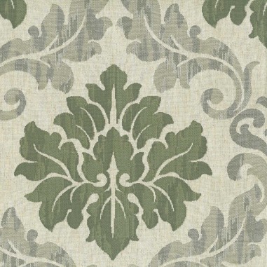 Tessuto Jacquard Belvedere fiore damasco con sfumature tonalità verde oliva