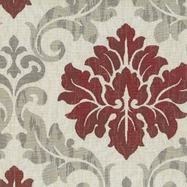 Tessuto Jacquard Belvedere fiore damasco con sfumature tonalità rosso porpora