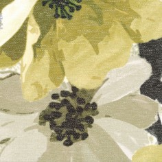 Tessuto stampato con fiore stilizzato su base beige...