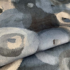 Velluto stampato disegno pennellate circolari Brush 17 tonalità grigio azzurro 2