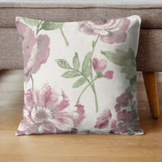 Tessuto stampato Floreal su base tonalità bianco crema e fiori nelle sfumature del rosa 2