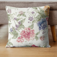 Tessuto stampato Floreal su base bianco e fiori multicolore 2