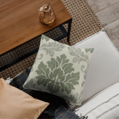 Tessuto Jacquard Belvedere fiore damasco con sfumature tonalità verde oliva 2