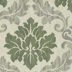 Tessuto Jacquard Belvedere fiore damasco con sfumature tonalità verde oliva