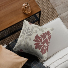 Tessuto Jacquard Belvedere fiore damasco con sfumature tonalità rosso porpora 2