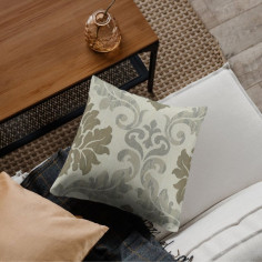 Tessuto Jacquard Belvedere fiore damasco con sfumature tonalità mocha chiaro 2