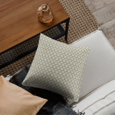 Tessuto Jacquard Belvedere Small con motivo geometrico bicolore mocha chiaro-grigio su base chiara 2