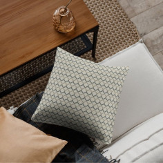 Tessuto Jacquard Belvedere Small con motivo geometrico bicolore grigio notte-grigio su base chiara 2