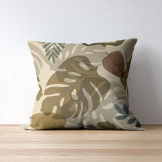 Tessuto stampato su base tinta unita si sviluppa Monstera Floral T115 multicolor di ampie dimensioni 2