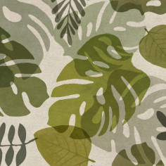 Tessuto stampato su base tinta unita si sviluppa Monstera Floral T138 multicolor di ampie dimensioni