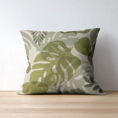 Tessuto stampato su base tinta unita si sviluppa Monstera Floral T138 multicolor di ampie dimensioni 2