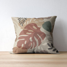 Tessuto stampato su base tinta unita si sviluppa Monstera Floral T143 multicolor di ampie dimensioni 2