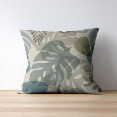 Tessuto stampato su base tinta unita si sviluppa Monstera Floral T157 multicolor di ampie dimensioni 2